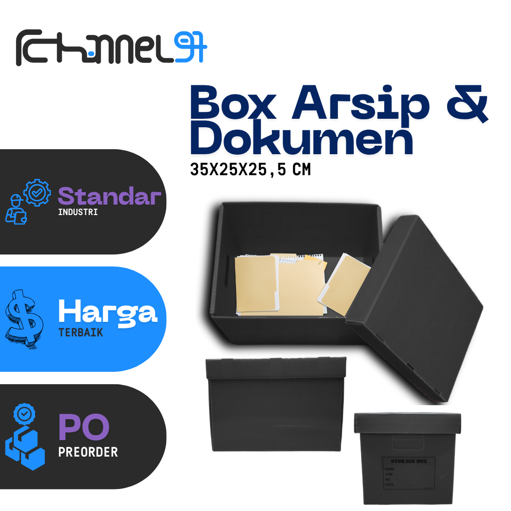 Kardus Plastik Box Arsip & Dokumen Ukuran Luar 35x25x25,5 CM Penyimpanan Rapi Terorganisir Bahan Pla