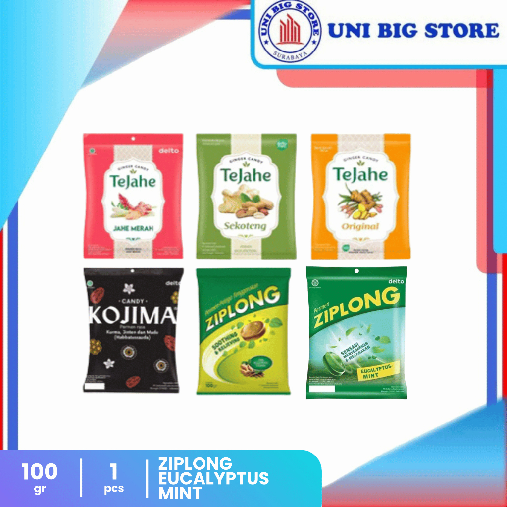 Kojima Ziplong TeJahe Original | Jahe Merah | Sekoteng Candy 100 gr Permen Jahe Habbatussauda