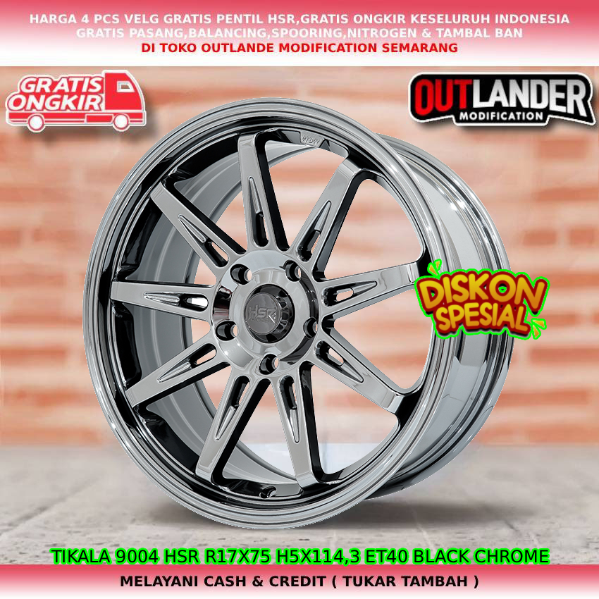 Velg black crome untuk mobil Rush| C-HR| Corolla Cross| Voxy| Civic dll velg hsr tikala R17