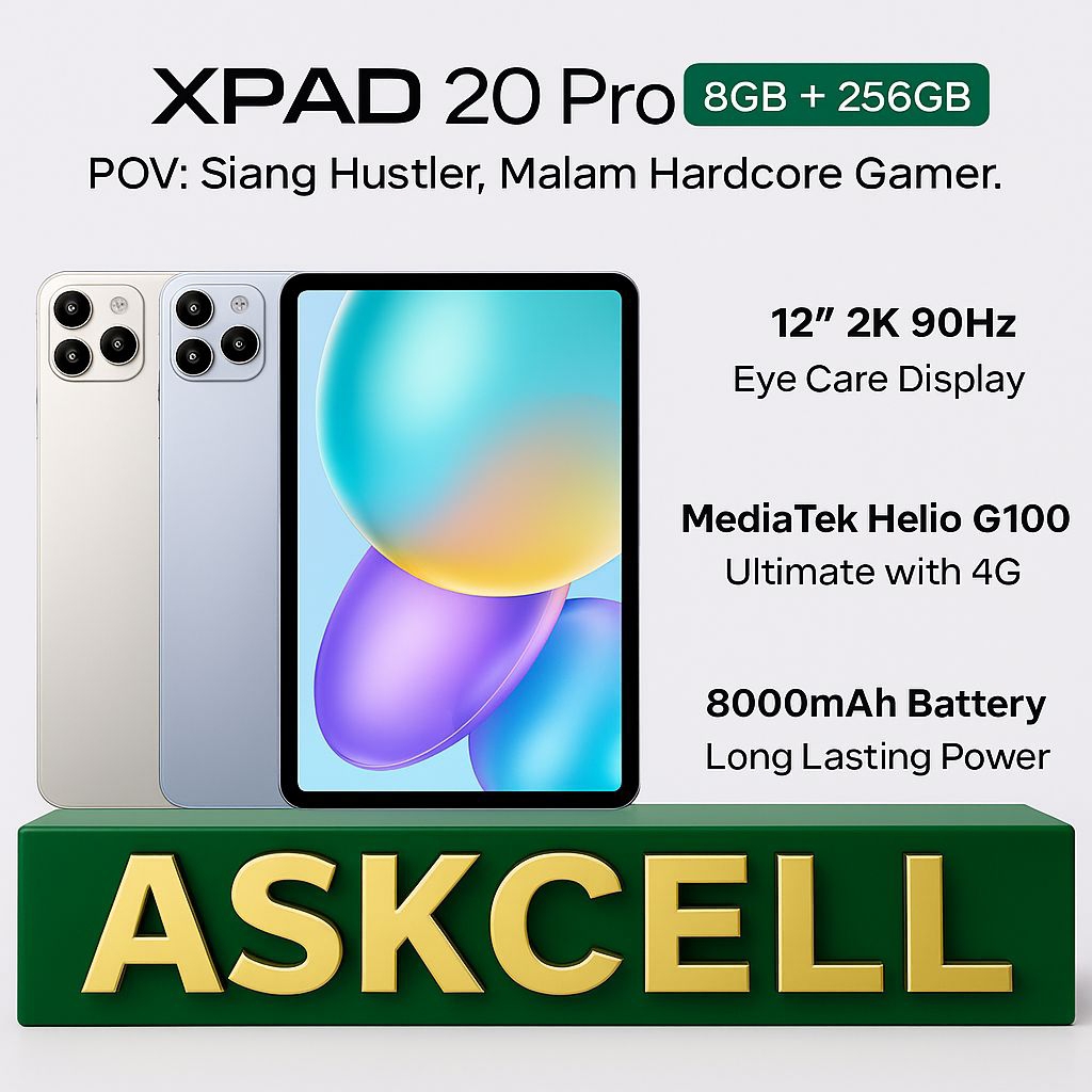 Infinix XPAD 20 Pro 8/256GB - MediaTek G100 Ultimate - 12" 2K 90Hz - 8000mAh - 4G LTE