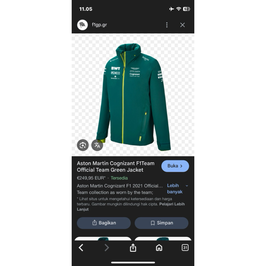 aston martin cognizant f1 team official jacket