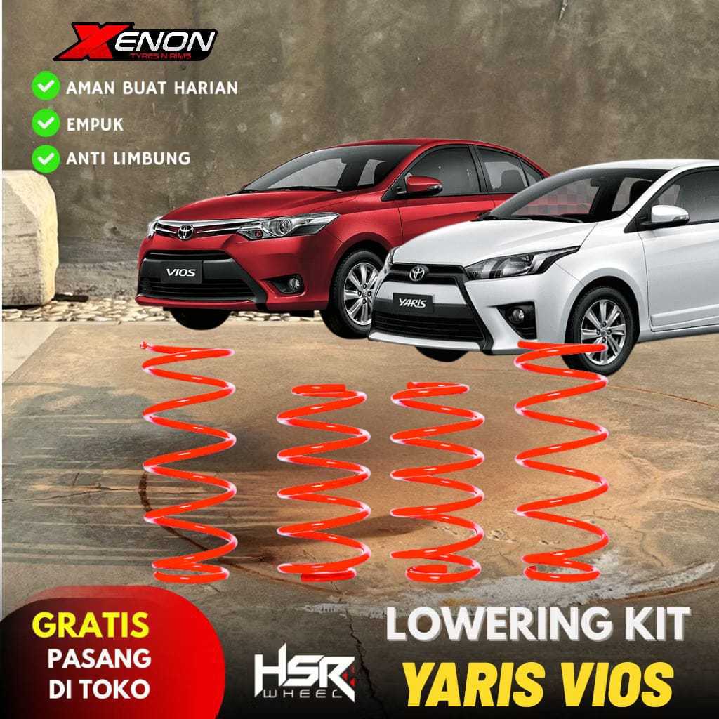 Spring Lowering Kit Per Ceper Mobil Yaris & Vios || LOWERING KIT HSR RED TOYOTA YARIS VIOS PNP