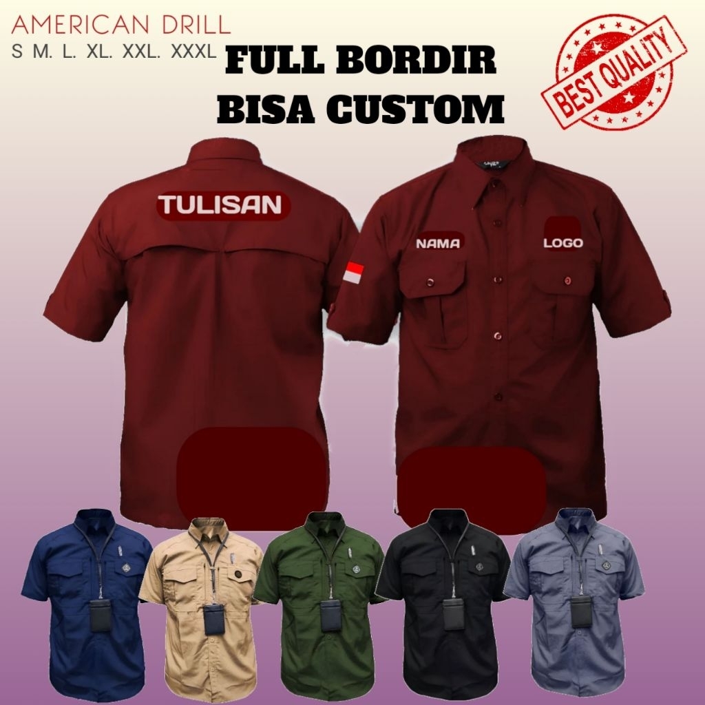 KEMEJA PDH/PDL TANGAN PENDEK BORDIR CUSTOM BISA SATUAN KEMEJA PRIA WANITA