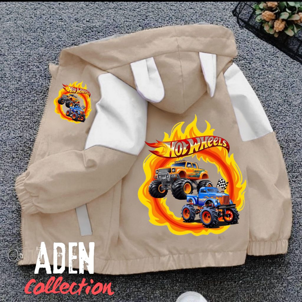 Jaket Anak Laki Laki Kombinasi waterproop gambar mobil balap Hotwkeetls kualitas premium