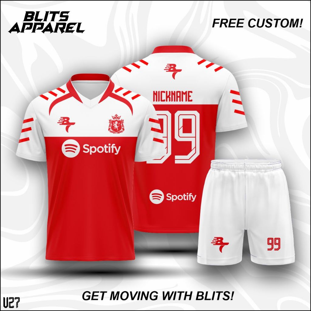 Jersey Sepak Bola/Futsal Custom Merah Putih Full Printing Free Custom Nama Dan Nomor