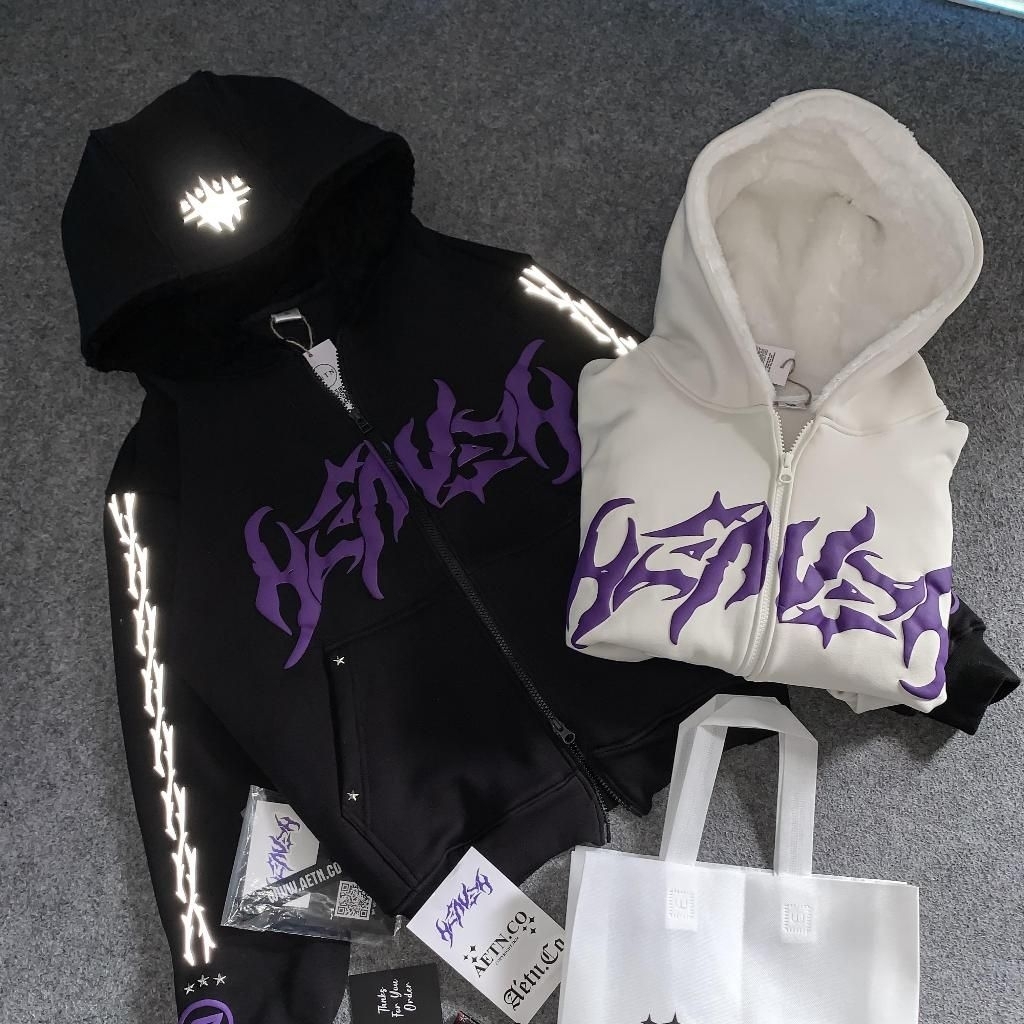 ZIPPER HOODIE BOXY OVERSIZE AETN SABLON REFLECTIFE HAEV SWEATER HOODIE PRIA WANITA OVERSIZE