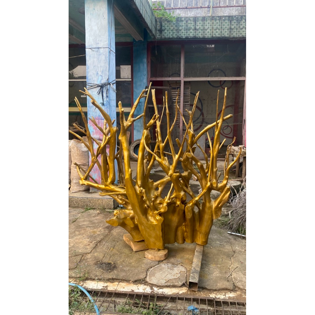 Partisi Penyekat Ruangan Kayu Akar Jati Ranting Sketse