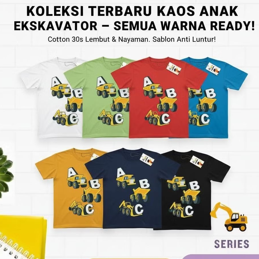 NSkids_Excavator XC21 series kaos motif lucu kaos anak perempuan dan laki laki kaos murah kaos kuali