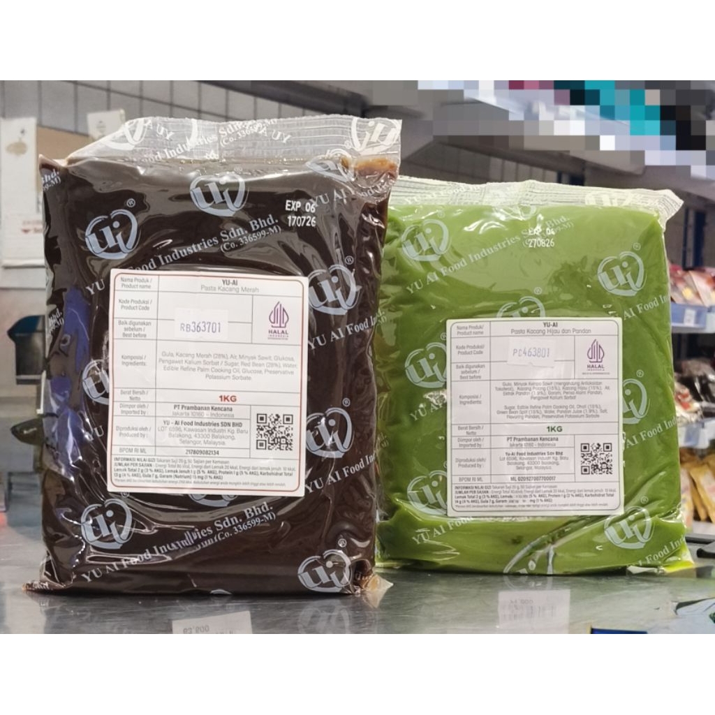 Yu Ai Red Bean Filling 1kg/Yu Ai Pandan Bean Filling 1kg/Filling Red Bean/Filling Pandan Bean/Isian 