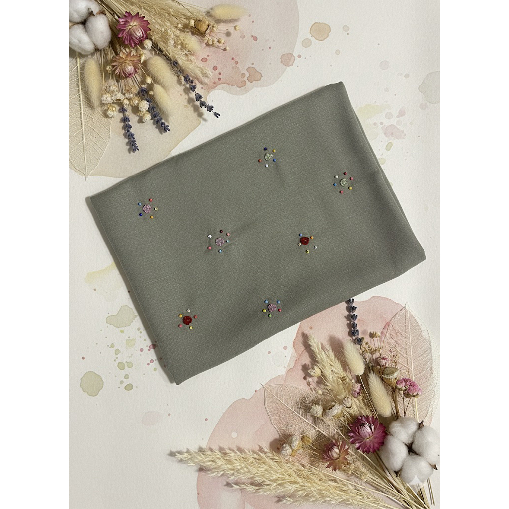 Hijab segi empat paris payet manik bunga tabur warna warni