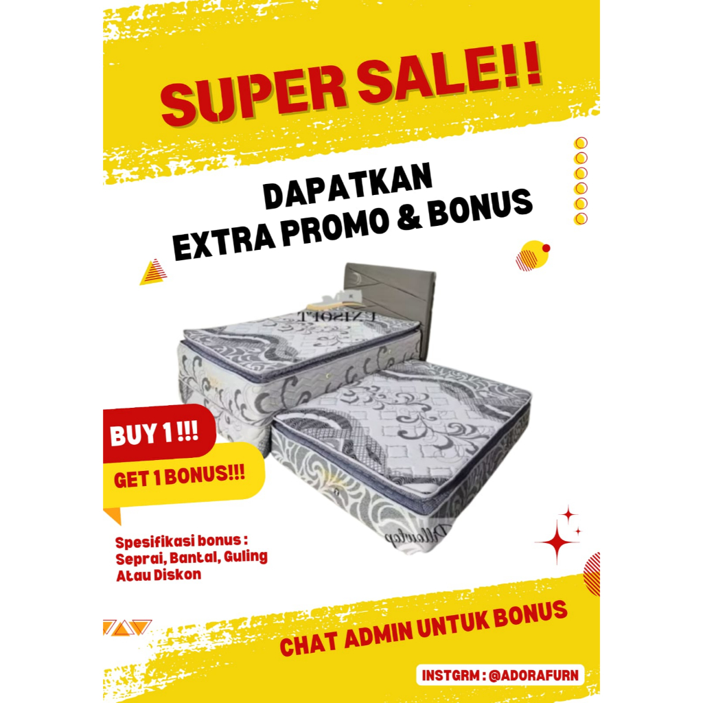 Springbed 2in1/ twin pillowtop Sorong Karakter anak / Bed Sorong kids / unisoft