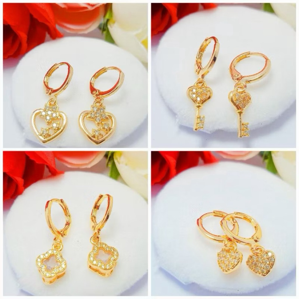 Anting Titanium Lapis Emas / Aksesoris Perhiasan Wanita