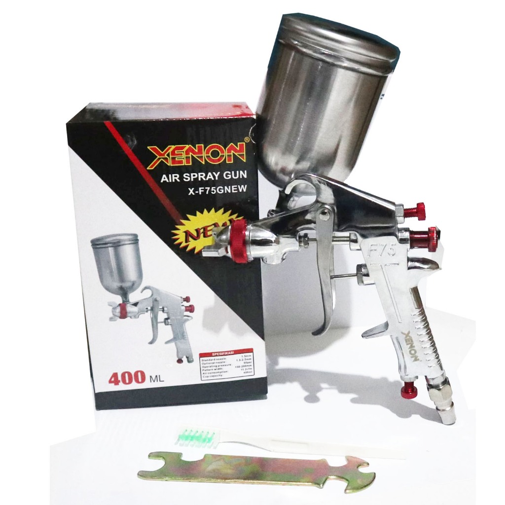 spray gun XENON F75G / spray gun F75 Gravity XENON nozzle 1.5mm tabung atas 400ml F75 G