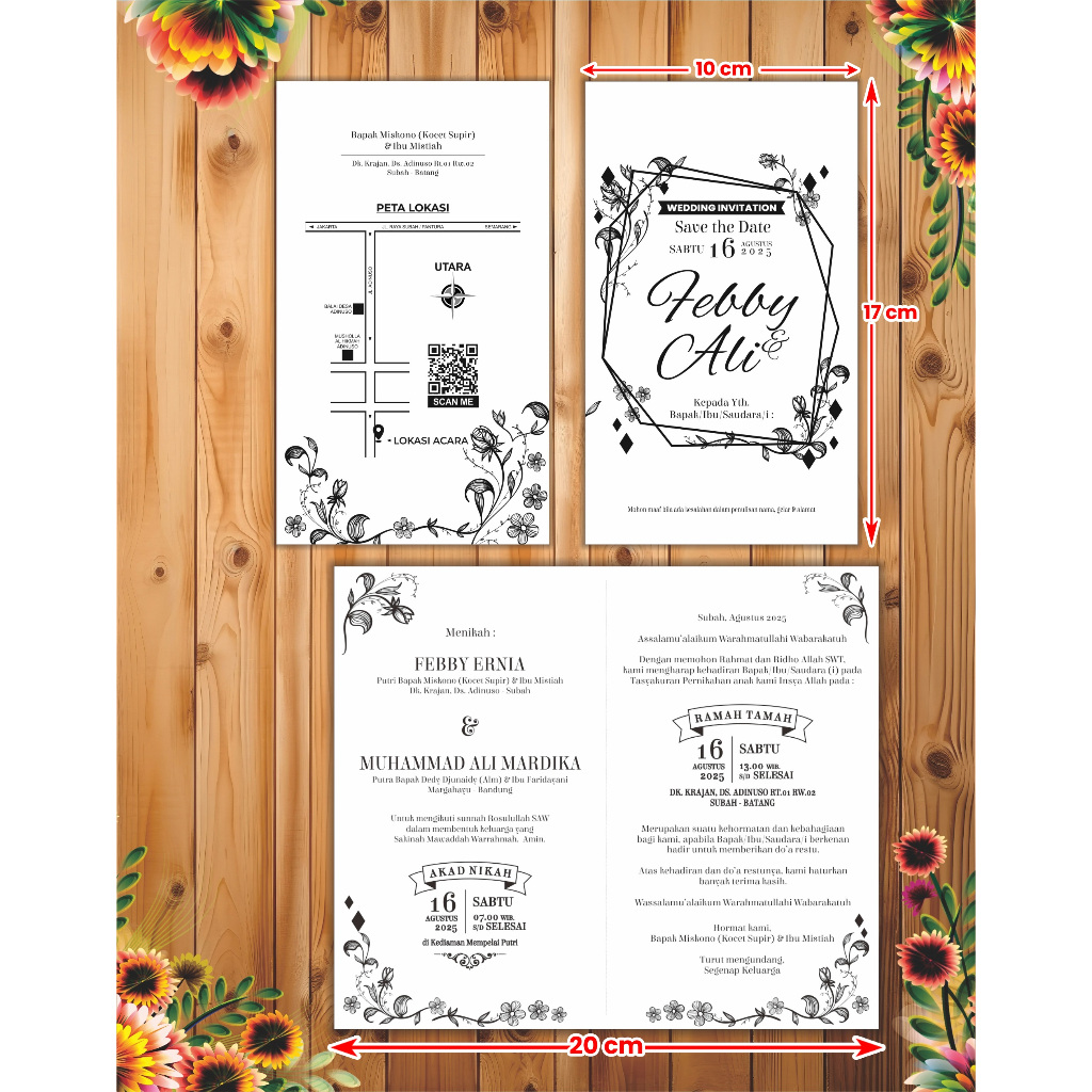 Undangan Pernikahan | Khitan | Rustic | Unik | Elegan | (Hitam Putih) - Super Hemat