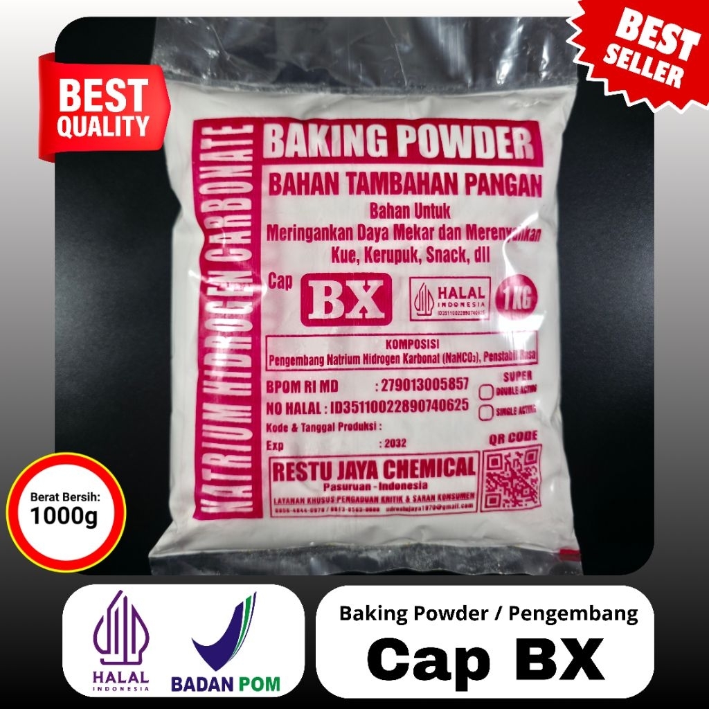 Natrium Hidrogen Carbonat / Baking Powder / Pengembang Makanan Cap BX, Pengembang Kerupuk