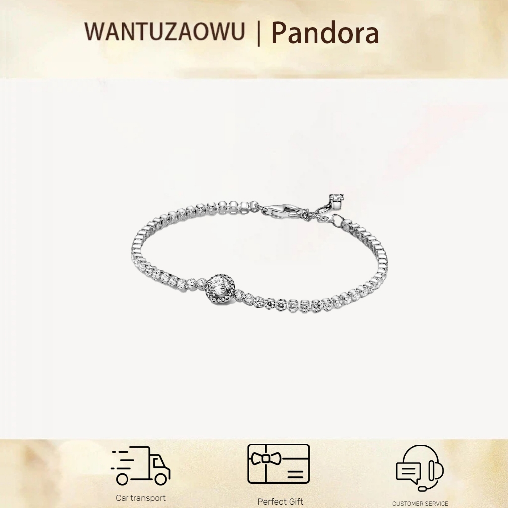 WANTUZAOWU - Sparkling Halo Tennis Bracelet - Gelang Tangan Berlian Penuh Dapat Disesuaikan, Hadiah 