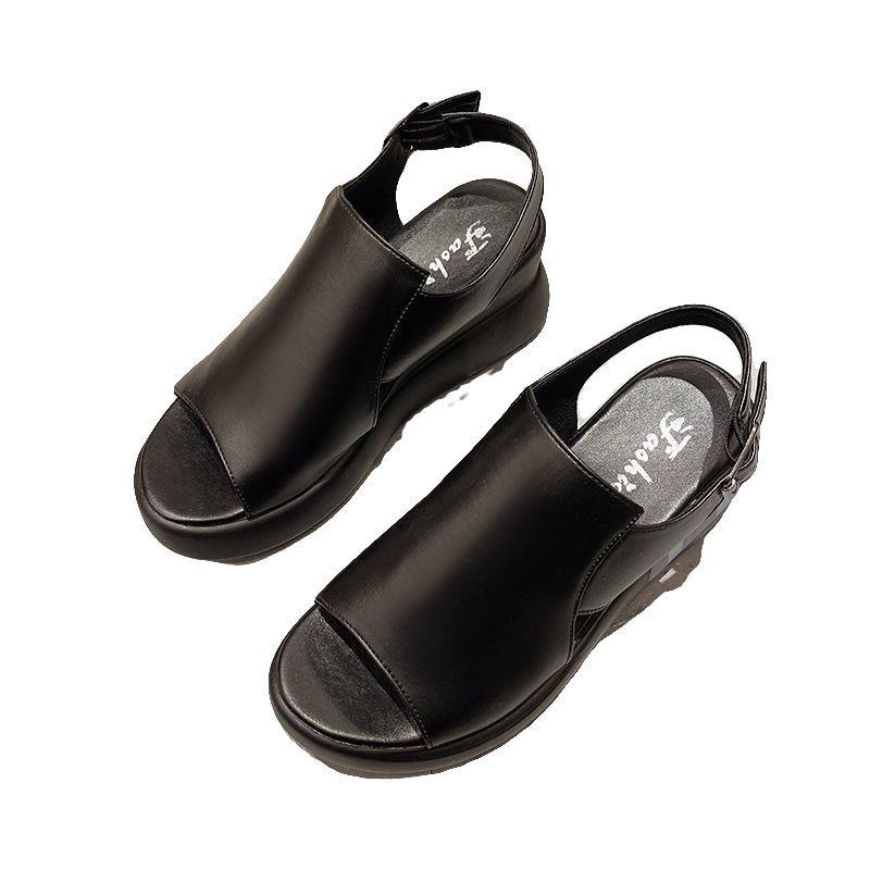 LURAD Sandal Wedges Tinggi Wanita Sepatu Sandal Wanita Wedges Modis Sandal Jalan BL362