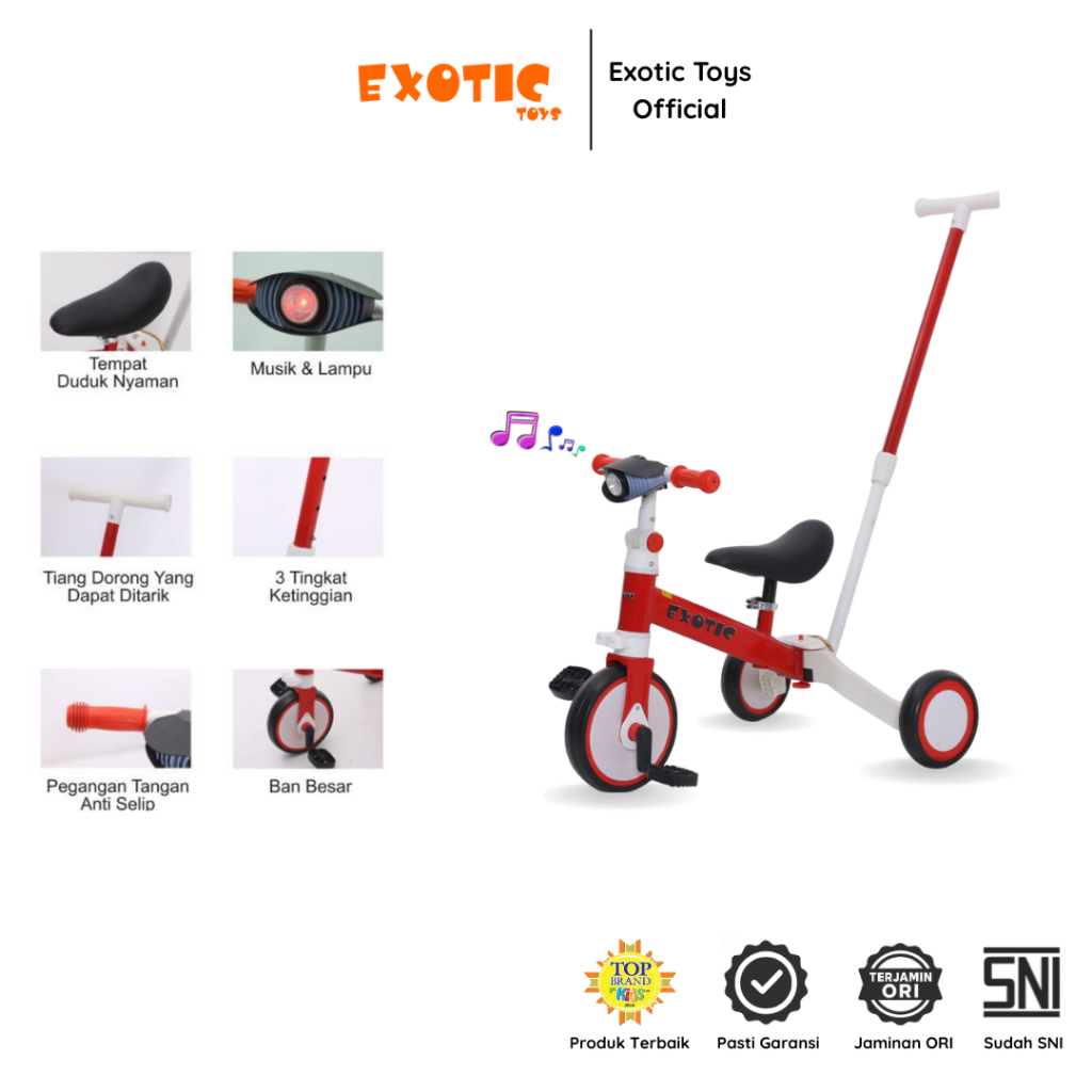 Exotic Toys Sepeda Anak Roda Tiga Multifungsi 4 in 1 Tricycle ET-709