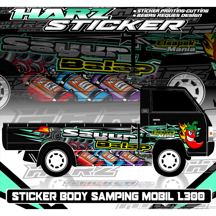 Stiker Decal Body Samping L300-Stiker Variasi L300-Stiker Sayur Balap-Stiker Bisa Custome