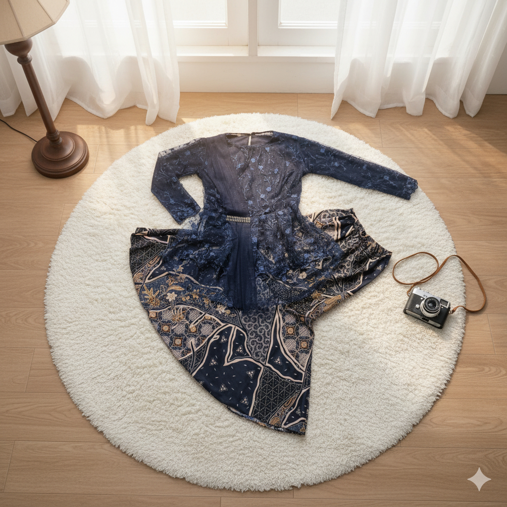 Setelan Kebaya Anak Perempuan Model Selendang Rok Duyung Fashion Modern Cocok Untuk Umur 3-14 Tahun