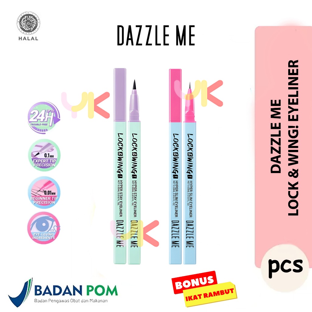 DAZZLE ME Lock & Wing Duo Eyeliner Series Hyper Stay and Hyper Slim Smudgeproof Transferproof Waterp