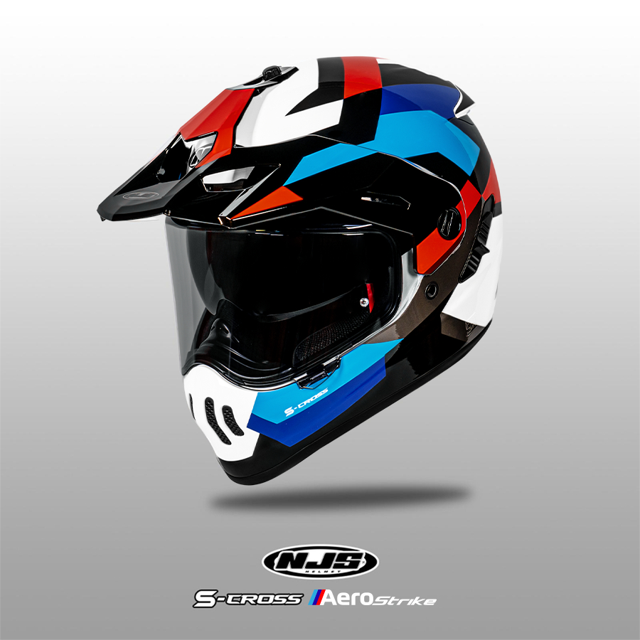 NJS S-Cross Aerostrike - Helm Full Face| NJS Scross | AEROSTRIKE | NJS Adventure | NJS Touring | Hel