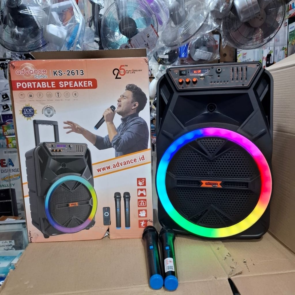 Speaker Advance KS 2613 speker bluetooth 12 inch portabel dengan 2 mic wireless