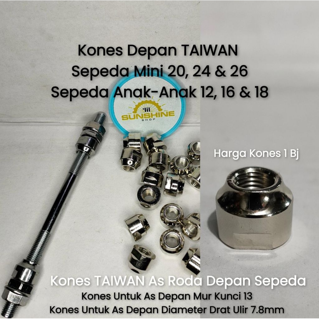 Kones As Kecil untuk Hub Roda Depan Sepeda Anak BMX Sepeda Mini Dewasa Mur Kunci 13