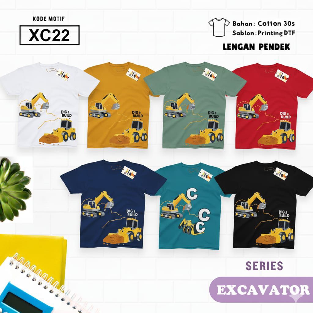 NSkids_kaos anak - Excavator XC 22 series kaos printing DTF kaos anak laki laki kaos anak perempuan 