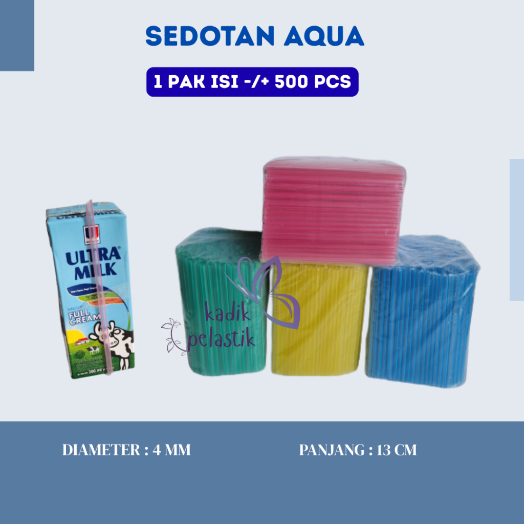 Sedotan Aqua Teh Gelas 4mm Kecil Panjang 13cm l Sedotan Plastik Warna