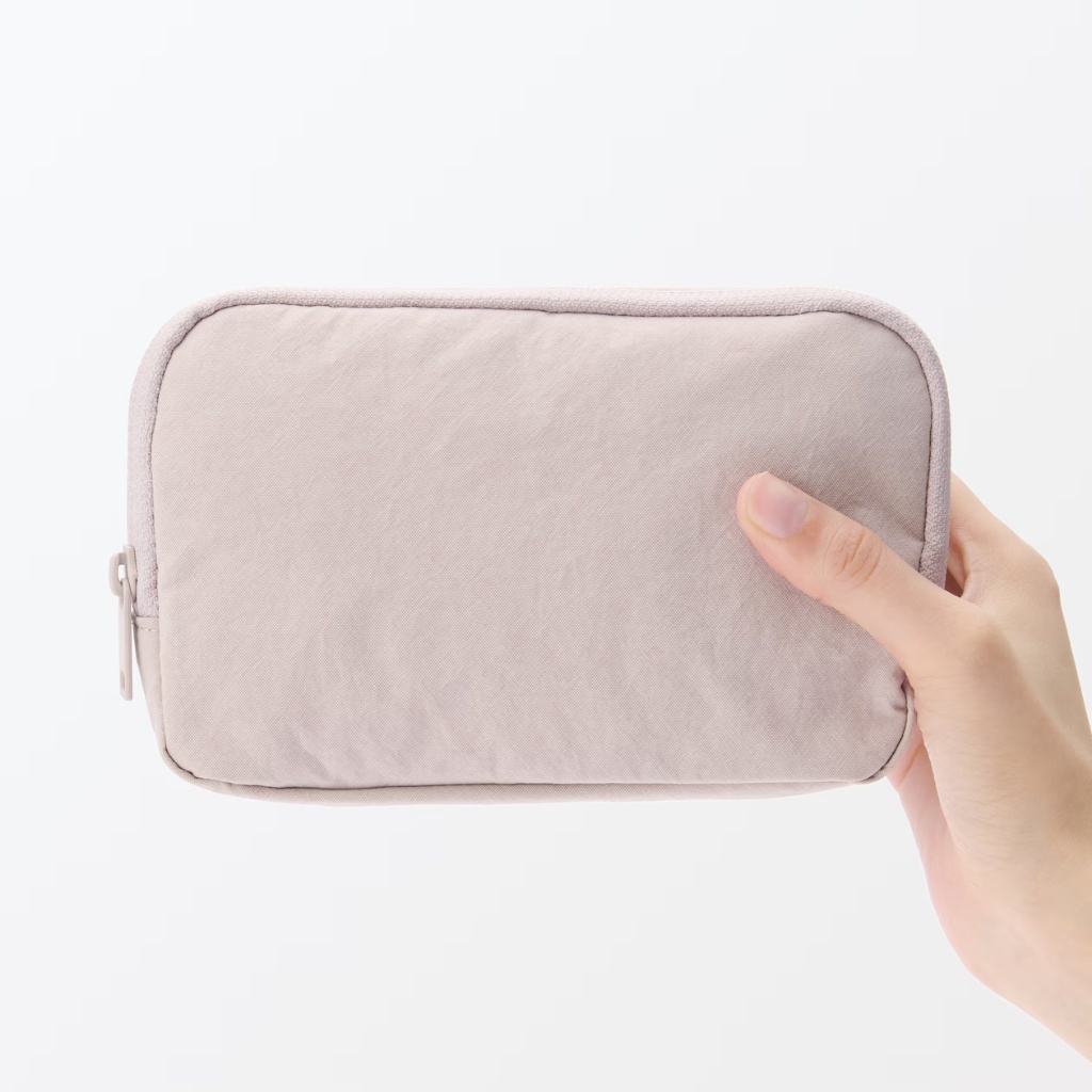 Muji wrinkled nylon pouch L