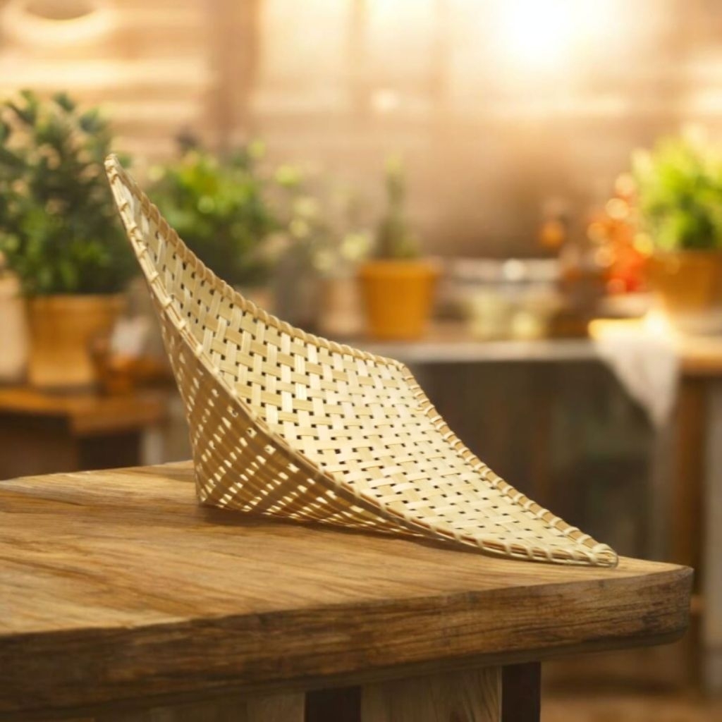 Pincuk anyaman bambu estetik untuk makanan