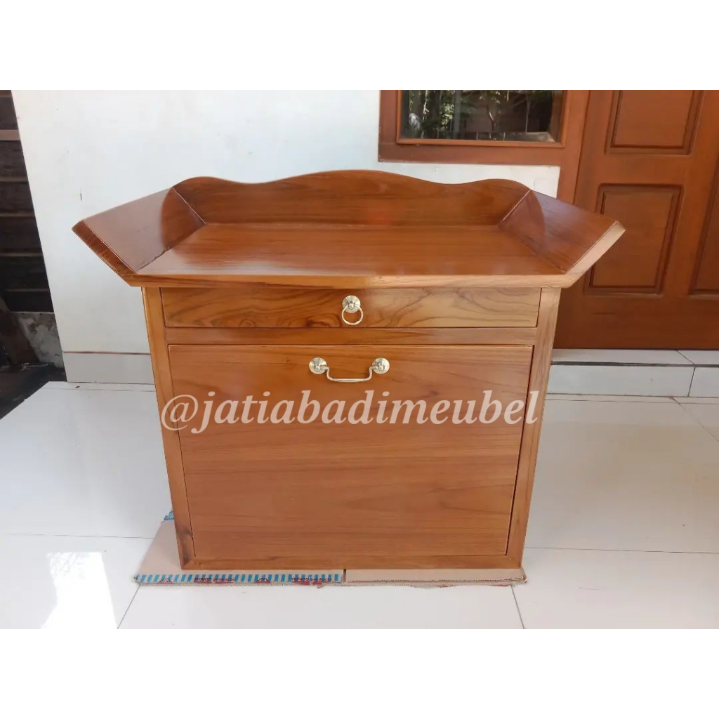 Meja Altar Sembahyang Gantung Dinding Kayu Jati Minimalis