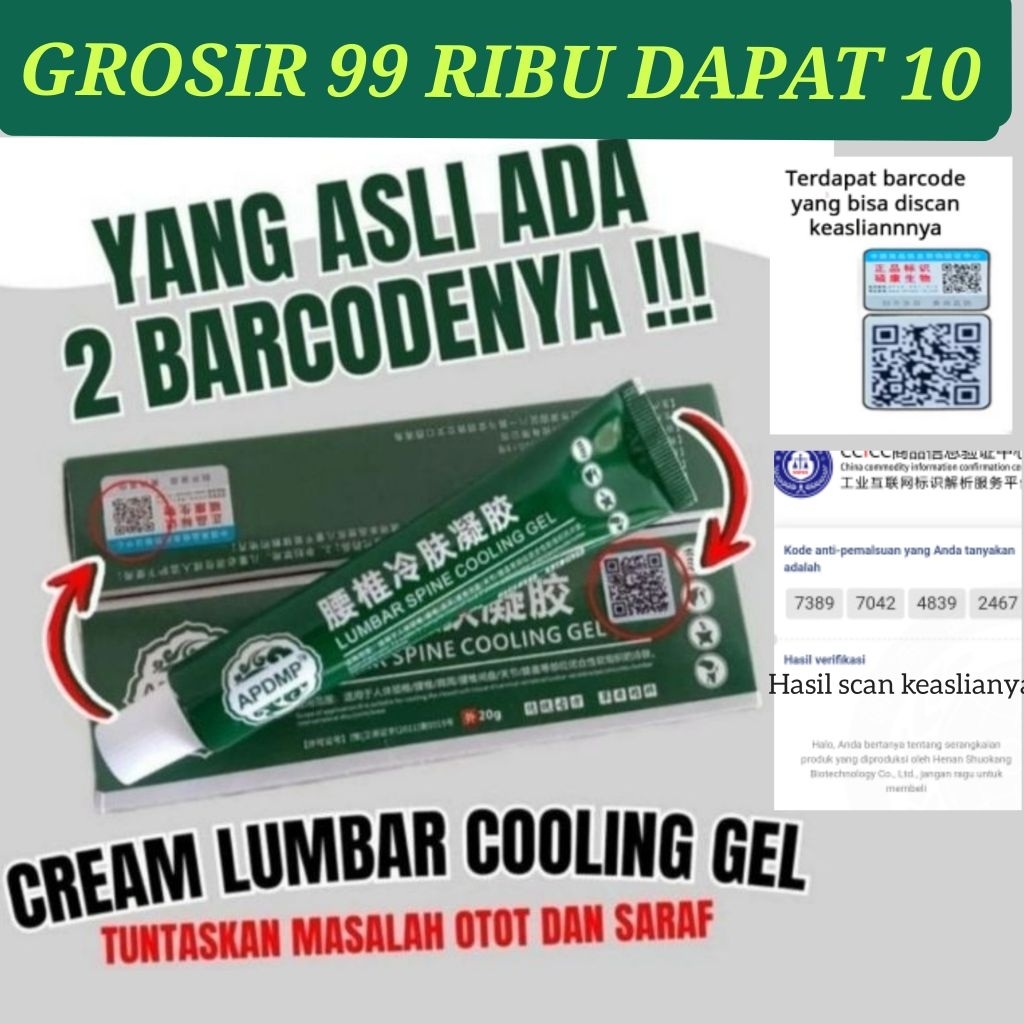 APDMP SALEP LUMBAR SPINE COOLING GEL 20gr PEREDA SAKIT TULANG BELAKANG / SALEP OBAT CREAM SAKIT PING