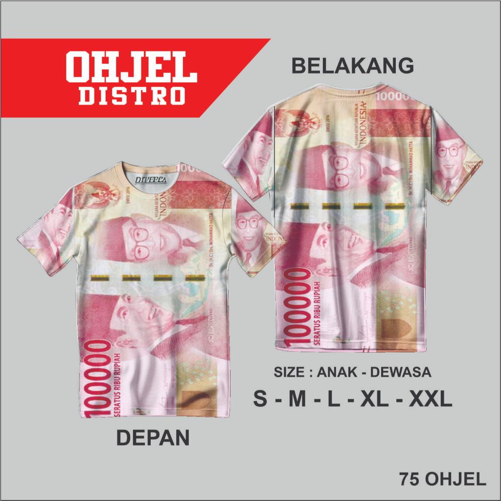 kaos gambar uang 100 ribu lucu KAOS DISTRO MURAH