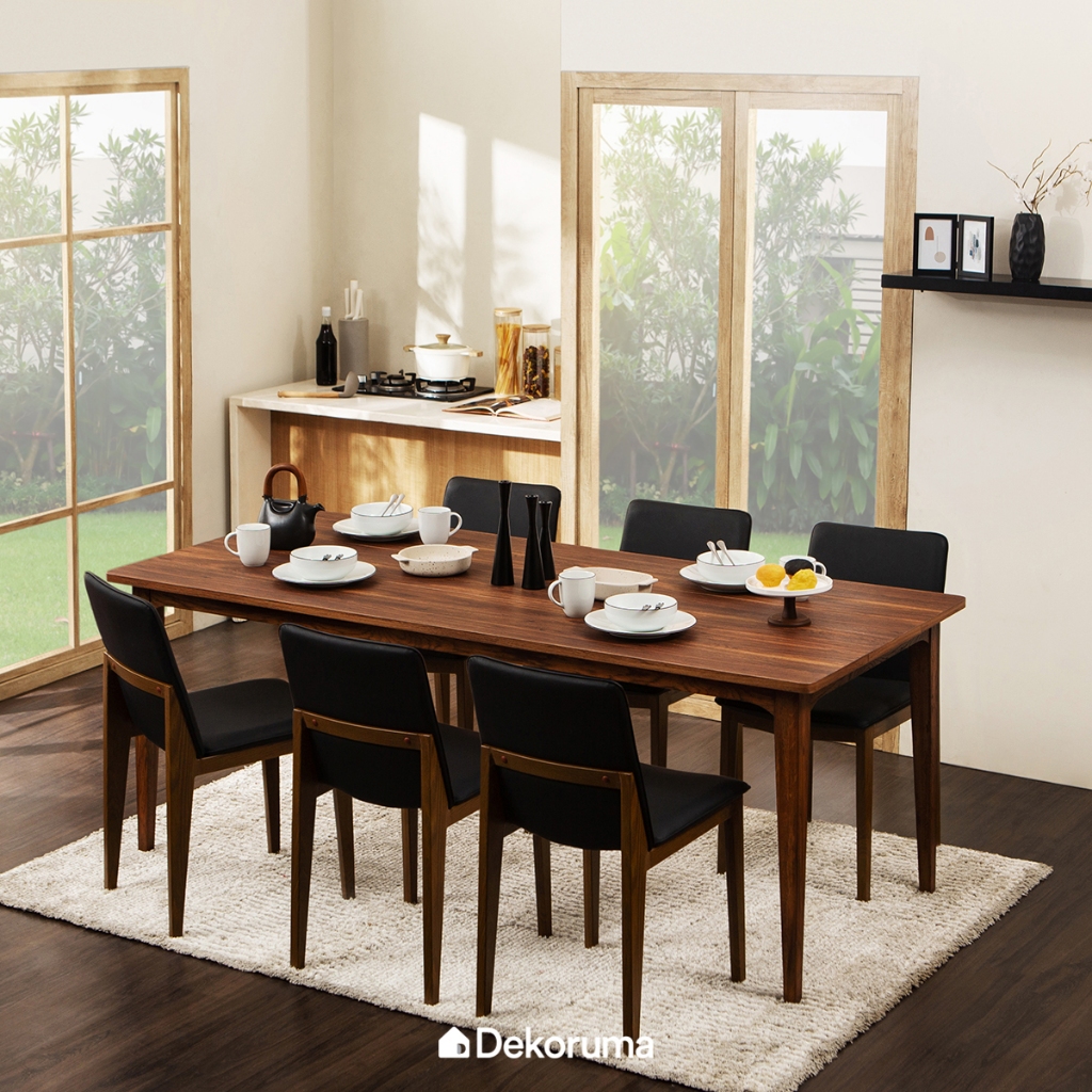 Dekoruma SHIMO Meja Makan Minimalis Bahan Kayu / Meja Cafe Untuk 6 Kursi / Solid Wood and MDF Dining