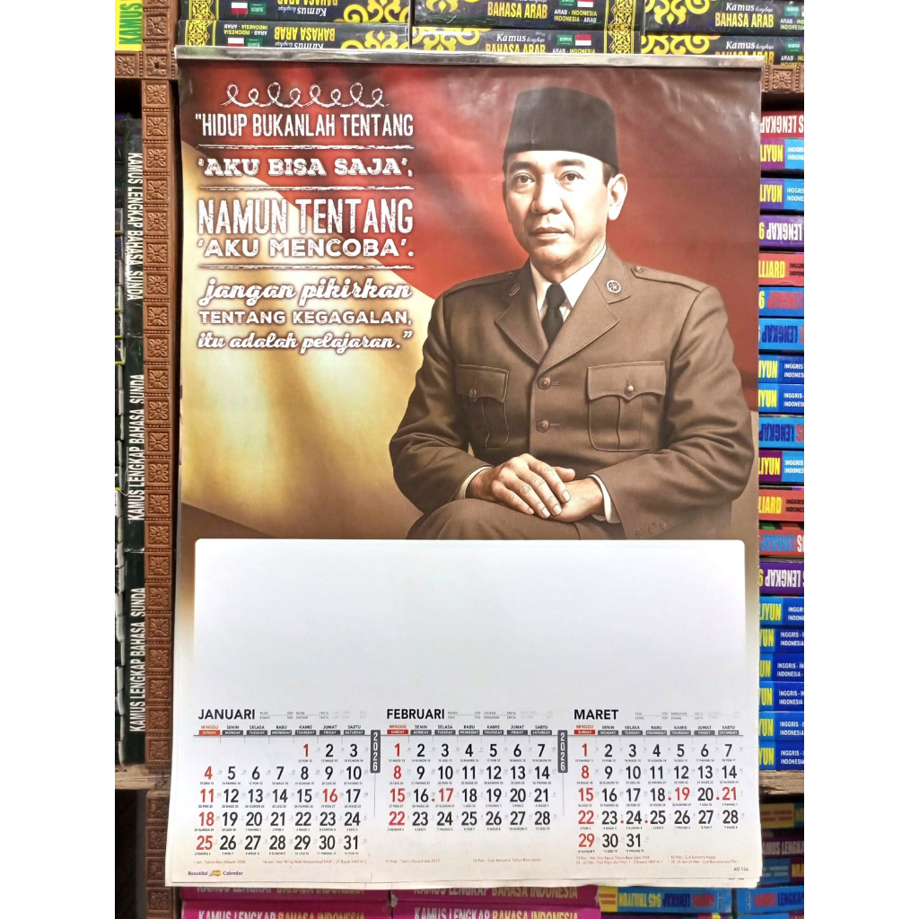KALENDER DINDING WALL KALENDER TRIWULAN TAHUN 2026 MOTIF SOEKARNO