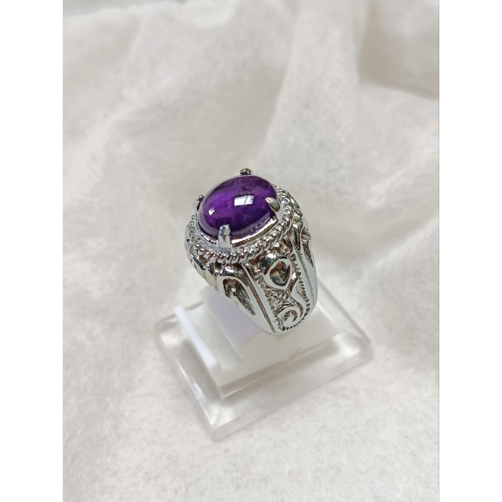 Cincin Batu Akik Kecubung Ungu Kalimantan