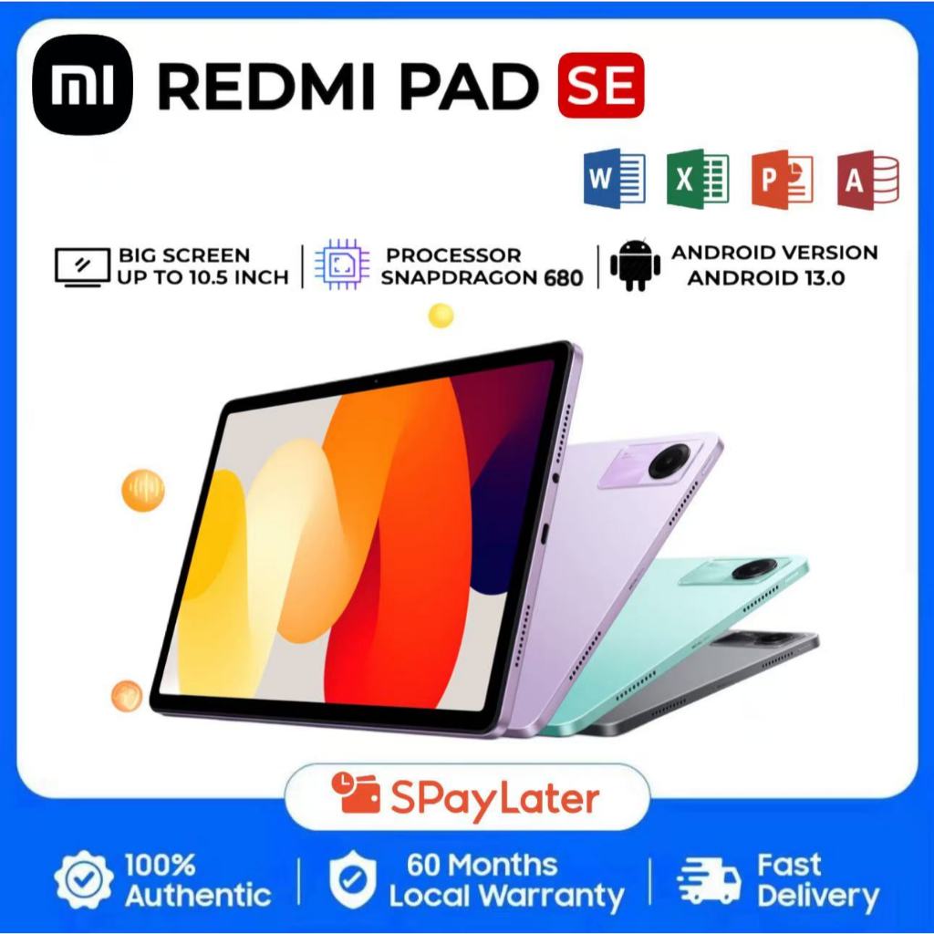 XIAOMI REDMI PAD SE 5G Android Tablet 10 inch 16GB+512GB Dual sim 4K Display Dual SIM Card WIFI Tabl