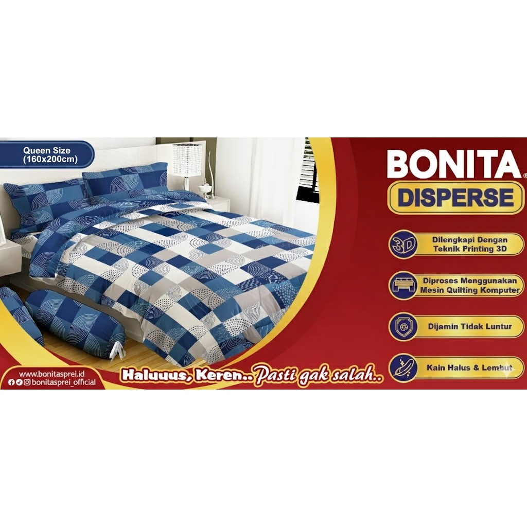 Sprei Bonita Queen Size 160x200 | Sprei Fitted Bonita Disperse Ukuran No.2 | Termurah & Original