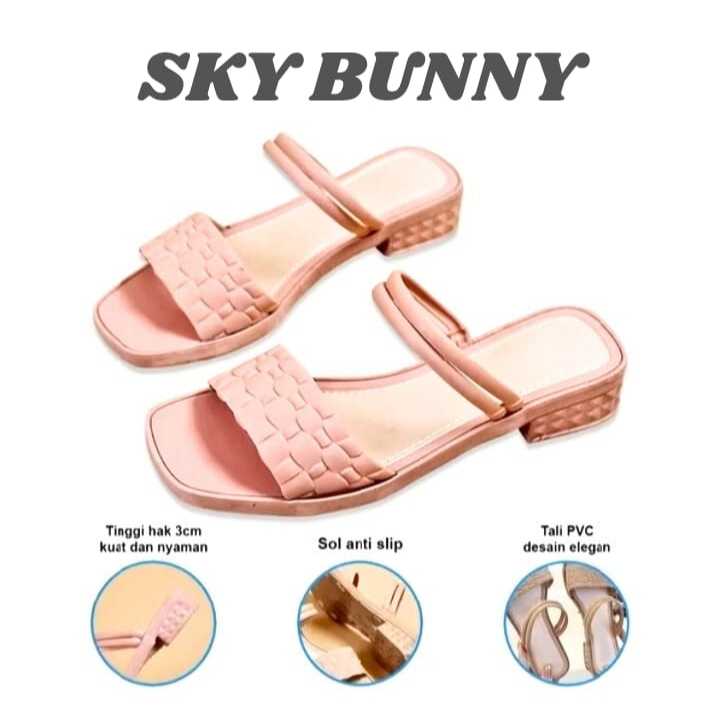 Sky bunny  - SANDAL SEPATU WEDGES WANITA MOTIF KULIT BUAYA / SANDAL HEELS SLOP JELLY