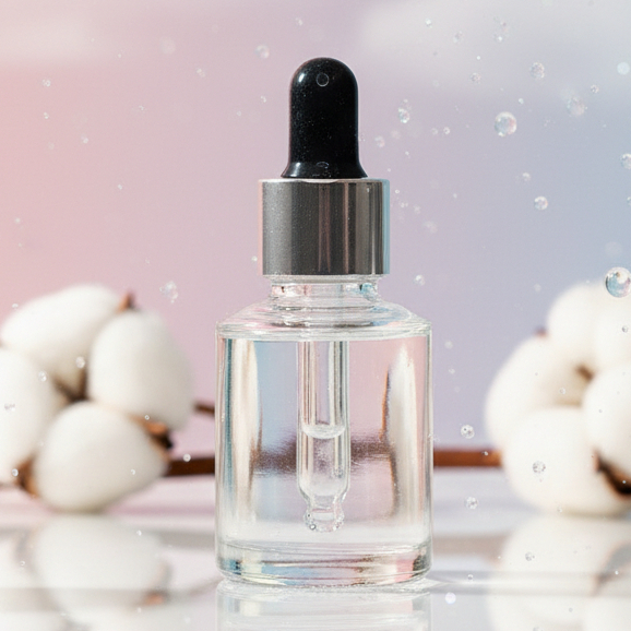 BOTOL PIPET BM 15ML BENING BAHU MIRING KACA TEBAL - RING SILVER KARET HITAM - SERUM KOSMETIK SKINCAR