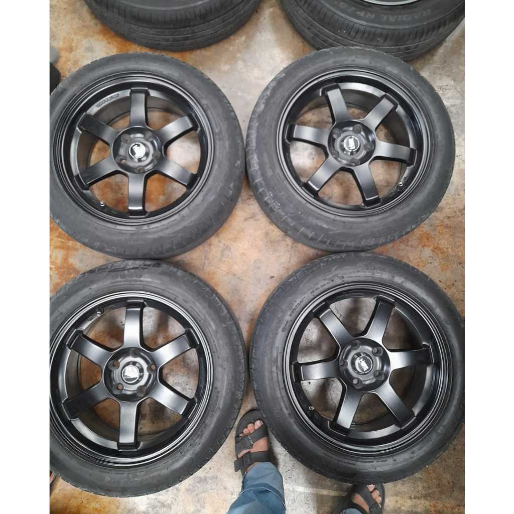 Velg bekas te37 by hsr wheel ring17 lebar 7,5 baut 5x114 et40 ban 215 55 r17 like new
