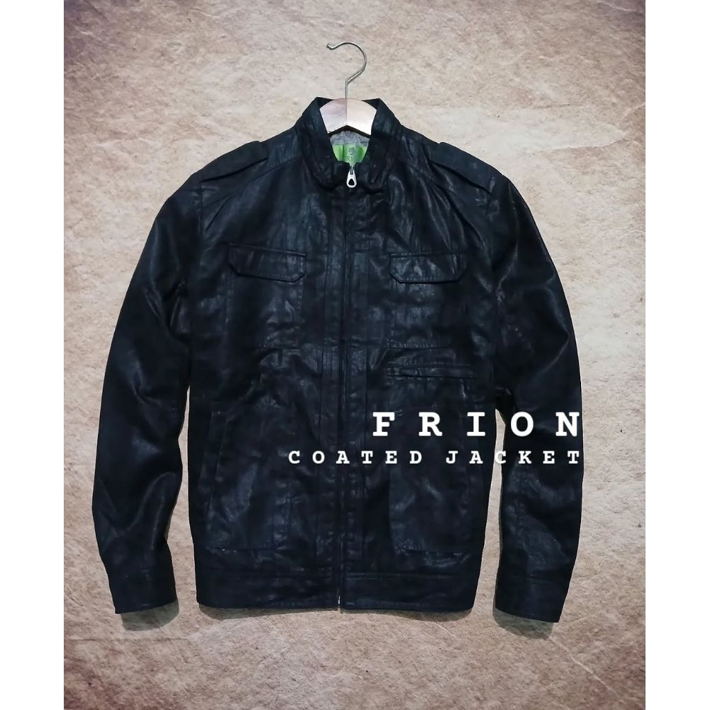 Jaket casual keren FRION bahan coated second/bekas/preloved