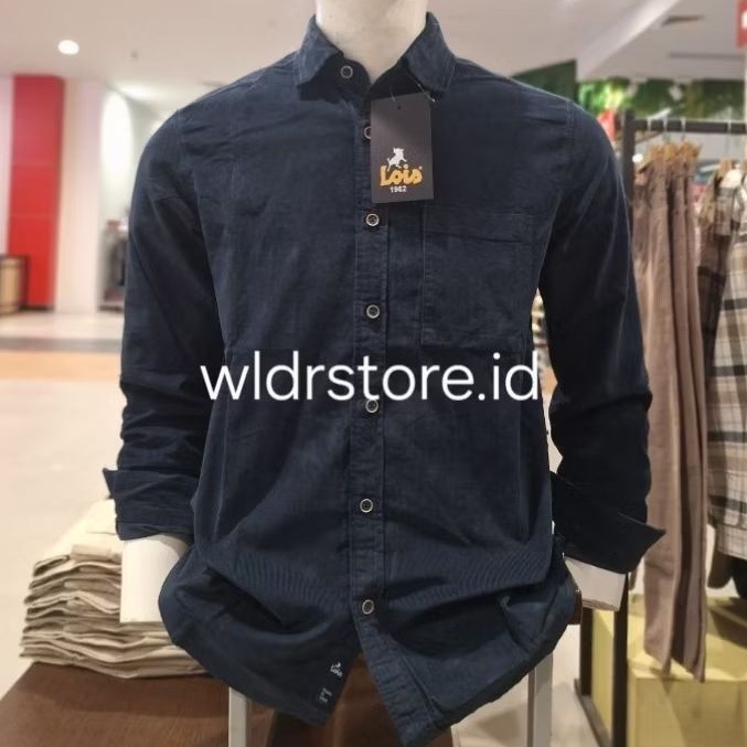KEMEJA CORDUROY PRIA LOIS ORIGINAL SLIMFIT 607 NAVY
