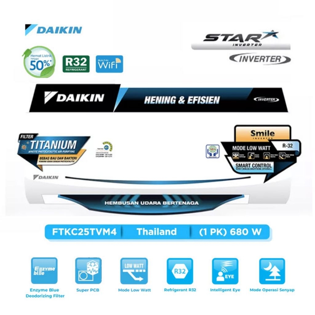 DAIKIN AC INVERTER - 25 TVM 4 (FTKC-RKC) / AC DAIKIN FTKC 25TVM14 THAILAND INVERTER / DAIKIN 25 TVM 