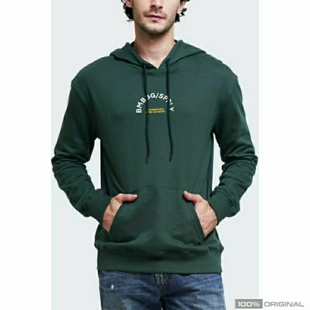 BOMBBOOGIE Sweater Hoodie Hijau Pria Bombboogie Original