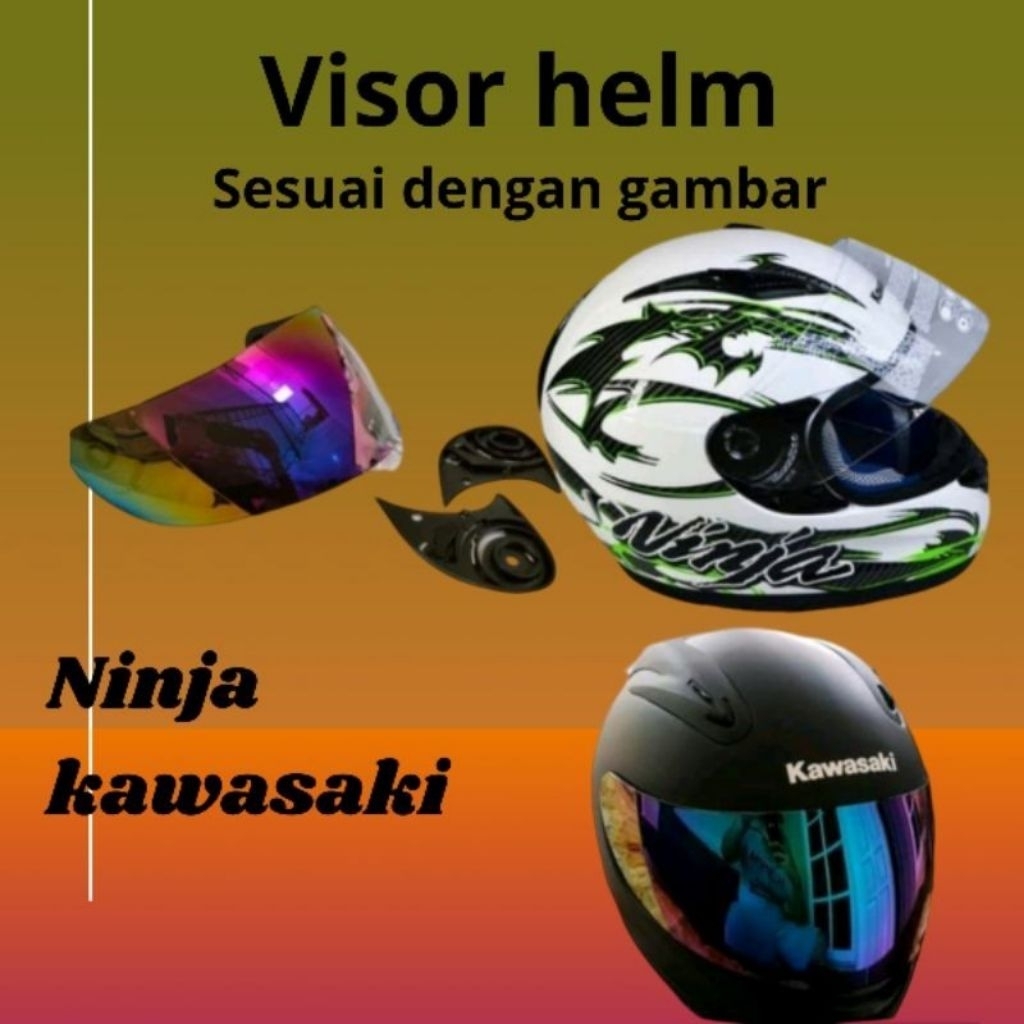 Kaca Helm Full Face KAWASAKI F1/ Helm NINJA Bening Smoke Pelangi gratis rachet