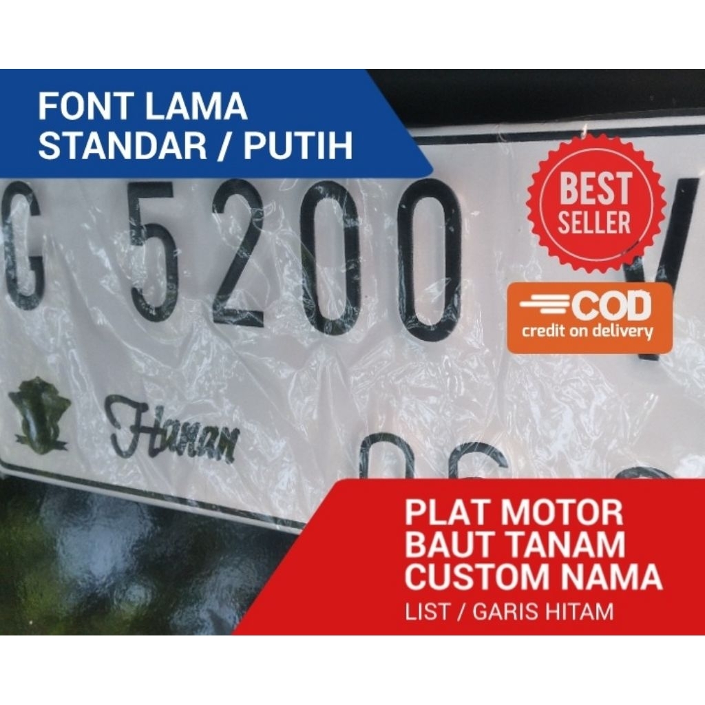 Plat Nomor Motor / Custom Nama / Baut tanam