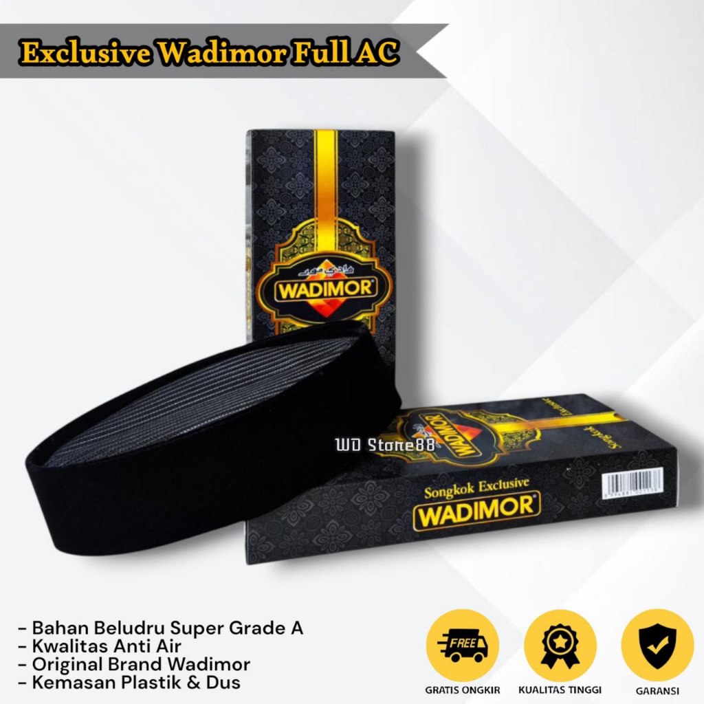 Peci Songkok Wadimor Hitam Full AC Dewasa || Songkok Pria Wadimor Hitam Elegan Tinggi 6-10cm
